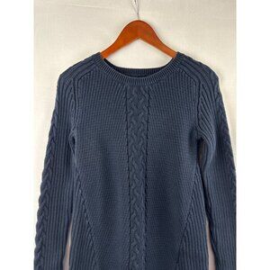 Nautica Womens Navy Blue Cable Knit Sweater Medium 100% Cotton